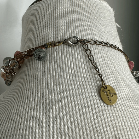 CATHERINE BIJAUX Pearl Tourmaline wire stone NECKLACE Knit 16" unique lagenlook - Picture 3 of 3